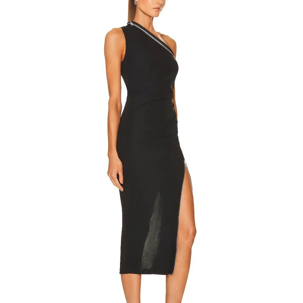 Helmut Lang Asymmetric Zip Midi Dress - Picture 3 of 10